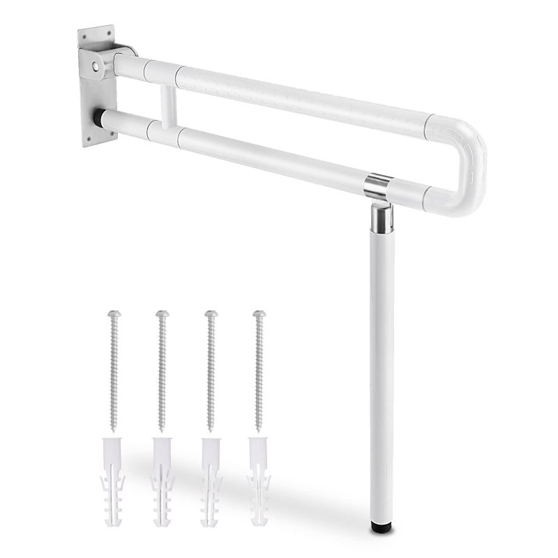 YUCHENGTECH Foldable Toilet Grab Bar 295 INCH Flip Up Grab Bar Handicap Grab Bars Folding Toilet Safety Rails for Bathroom with Leg AntiSlip for Elderly Disabled Pregnant